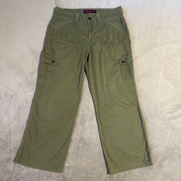 Gloria Vanderbilt Cargo Pants 10 Wide Leg Utility Hiking Army Olive Gorp - Picture 1 of 10